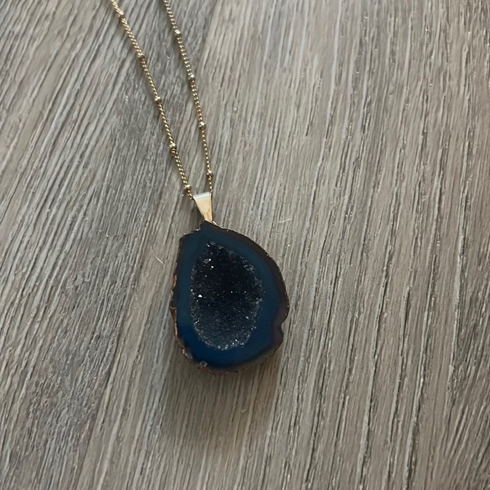 Blue drusy necklace
